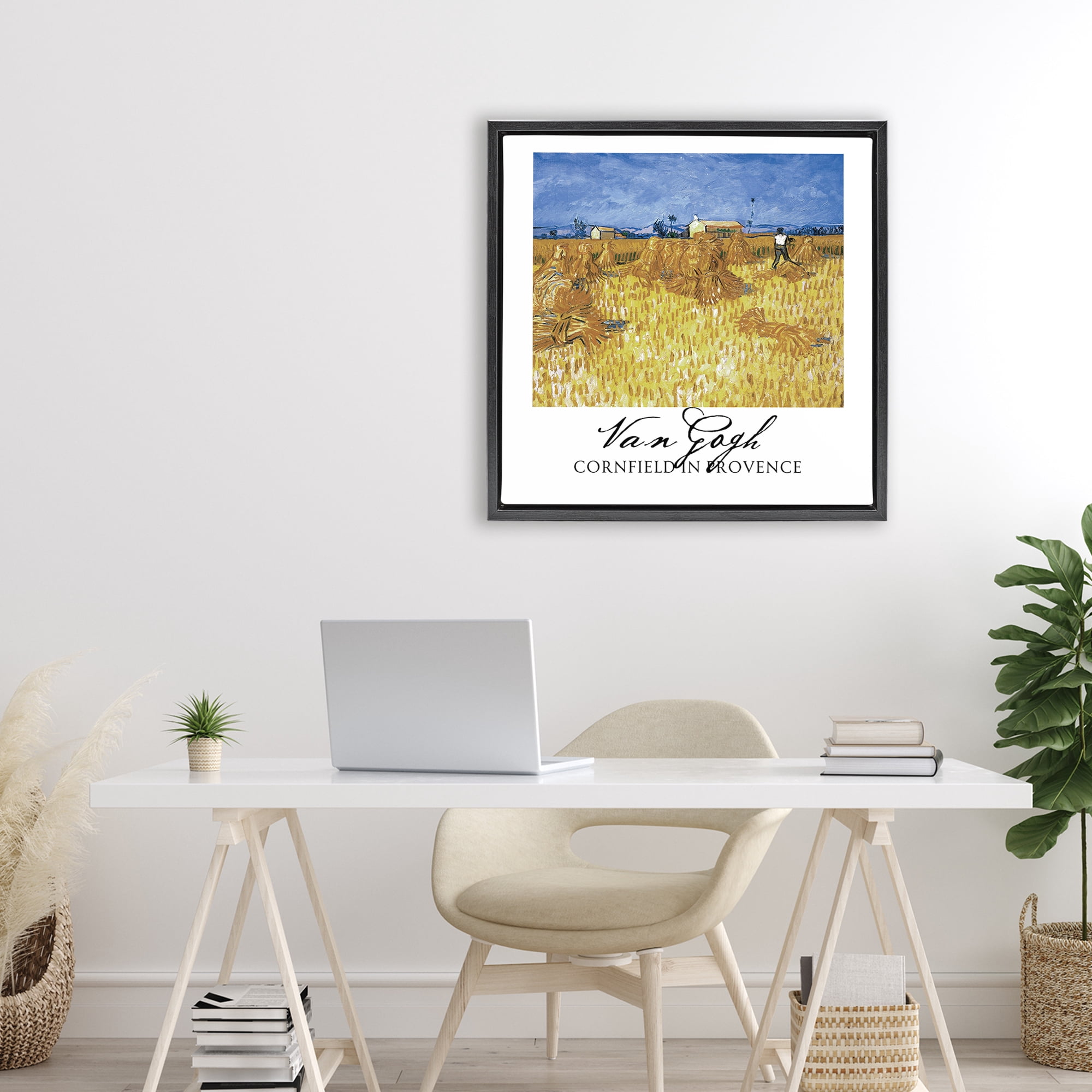 Stupell Industries Van Gogh Cornfield Provence Black Framed Floater Canvas Wall Art, design by Vintage Hustle