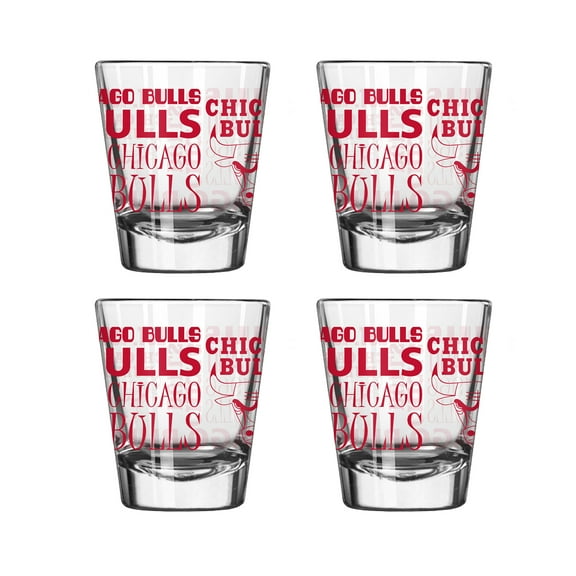 Logo Brands Chicago Bulls 4-Pack 2oz. Shot Glass Set