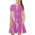 thumbnail image 2 of NAISIBABY A-Line Dress for Girls, Short Sleeve Color Block Stretch Summer Casual Sundress Hot Pink 9-10T, 2 of 7