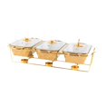 thumbnail image 3 of Luzkey Chafing Dish Buffet Set Ceramic Casserole Dish Rectangular Premium with Handles Buffet Food Warmer Serving Dishes for Wedding Gold, 3 of 8