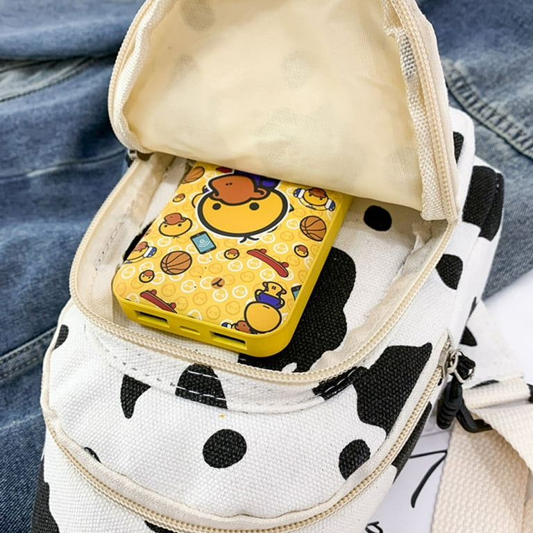 ZPAQI Women Cute Cow Print Purse Canvas Cell Phone Bag Sling Bag Crossbody  Bag 