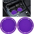 thumbnail image 1 of Yazoeia 2 Pack Bling Car Cup Coaster, 2.75 Inch Rhinestone Silicone Auto Cup Holder Insert Coaster, Anti Slip Crystal Soft Rubber Cup Pad, Universal Vehicle Accessories for Women (Purple), 1 of 6