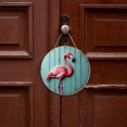 thumbnail image 6 of Rustic Round Wooden Wall Art Sign, 8" Decorative Home Decor, Vintage Pink Flamingo Designs, Easy Hang, Gift-Ready for Christmas Living Room Bedroom Kitchen Office, 6 of 8