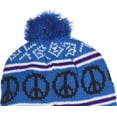 thumbnail image 3 of SWAK Girl's Emoji Peace Sign Knit Hat with Ear Flaps and Pom in 3 Vivid Colors, 3 of 4