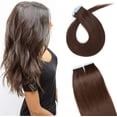 thumbnail image 1 of AmPm Hair Extensions for Women Tape In 20pcs 22 Inch 50g /Medium Brown/ Ombre 100% Remy Human Hair Balayage Rooted Hair Invisible Seamless Skin Weft Double Side Tape Hair, 1 of 7