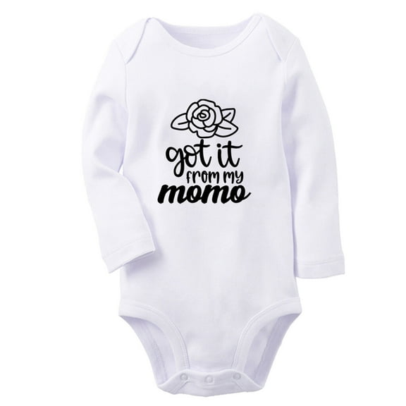 I Got it From My Mama Funny Rompers, Newborn Baby Unisex Bodysuits, Infant Jumpsuits, Toddler 0-12 Months Kids Long Sleeves Oufits (White, 0-6 Months)
