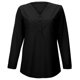 thumbnail image 4 of MHFRRA Camiseta de Manga Larga con Cuello En V para Mujer, Blusa Informal de Vacaciones con Botones, Blusa Básica de Color Puro para Primavera y Otoño Negro, 4 of 5