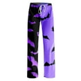 thumbnail image 5 of Dwralegc Halloween Pajama Pants for Women Cute Halloween Printed Long Bottoms Lounge Pajama Pants Elastic Waist Drawstring Fuzzy Pj Pants Purple L, 5 of 5