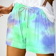 thumbnail image 2 of MIUOWANP Women's Elastic Waist Shorts with Pockets Tie-Dyed High-Waist Pants Breathable Casual Shorts Size S(4)Green, 2 of 3