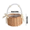 thumbnail image 2 of Pearl Handle Wicker Basket with Sheer Bows, Woven Storage Basket for Flower Cookie Candy Basket for Xmas Easter Wedding Party Home Garden Decor, 2 of 7