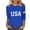 Shirts-35Blue, variant on Womens Long Sleeve Shirts USA Flag Graphic Tees 3/4 Sleeve Tops Crew Neck Regular Fit Basic Tees for Women Casual Daily Vacation Wear