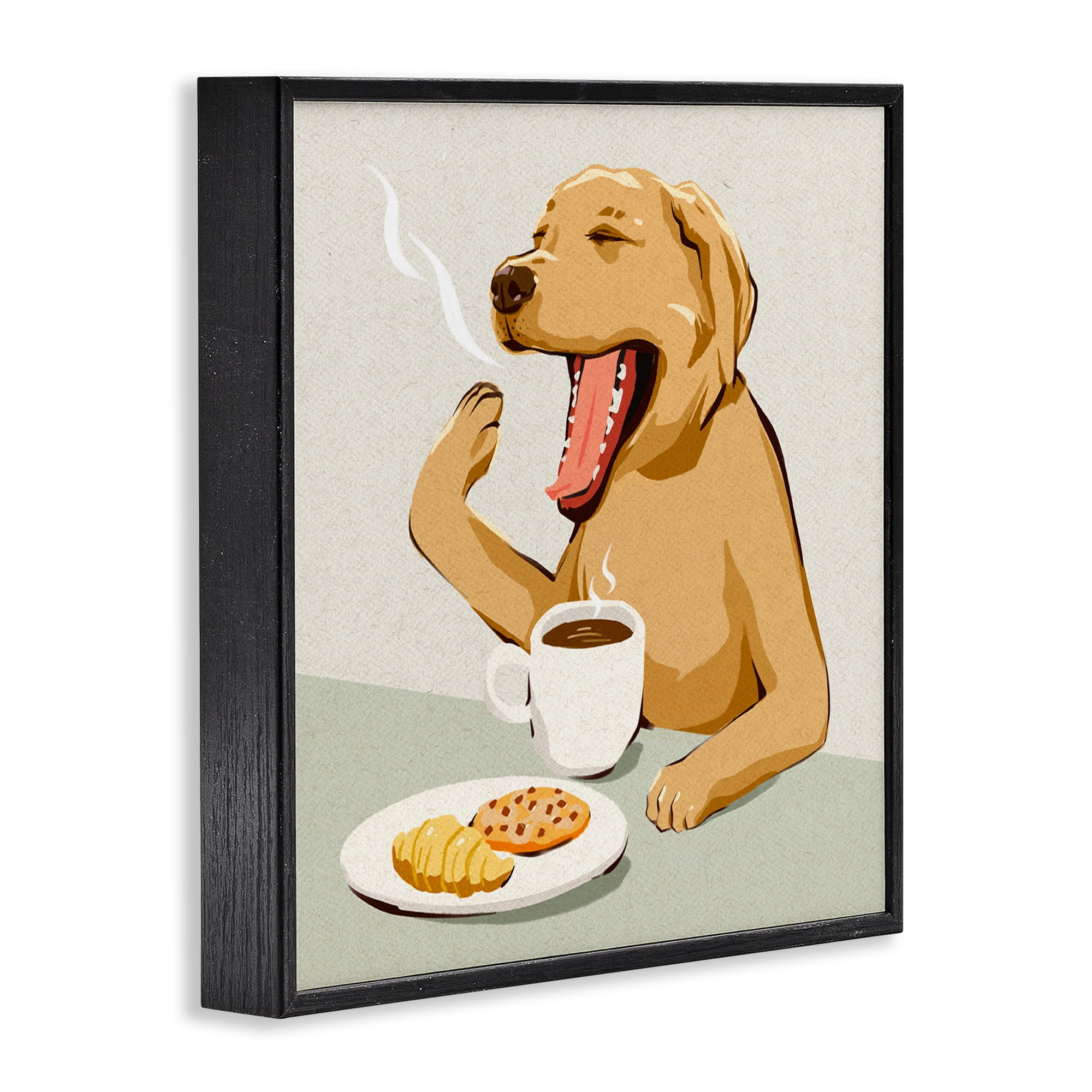 Stupell Industries Yawning Dog Morning Coffee Black Framed Giclee Art, design by Ziwei Li
