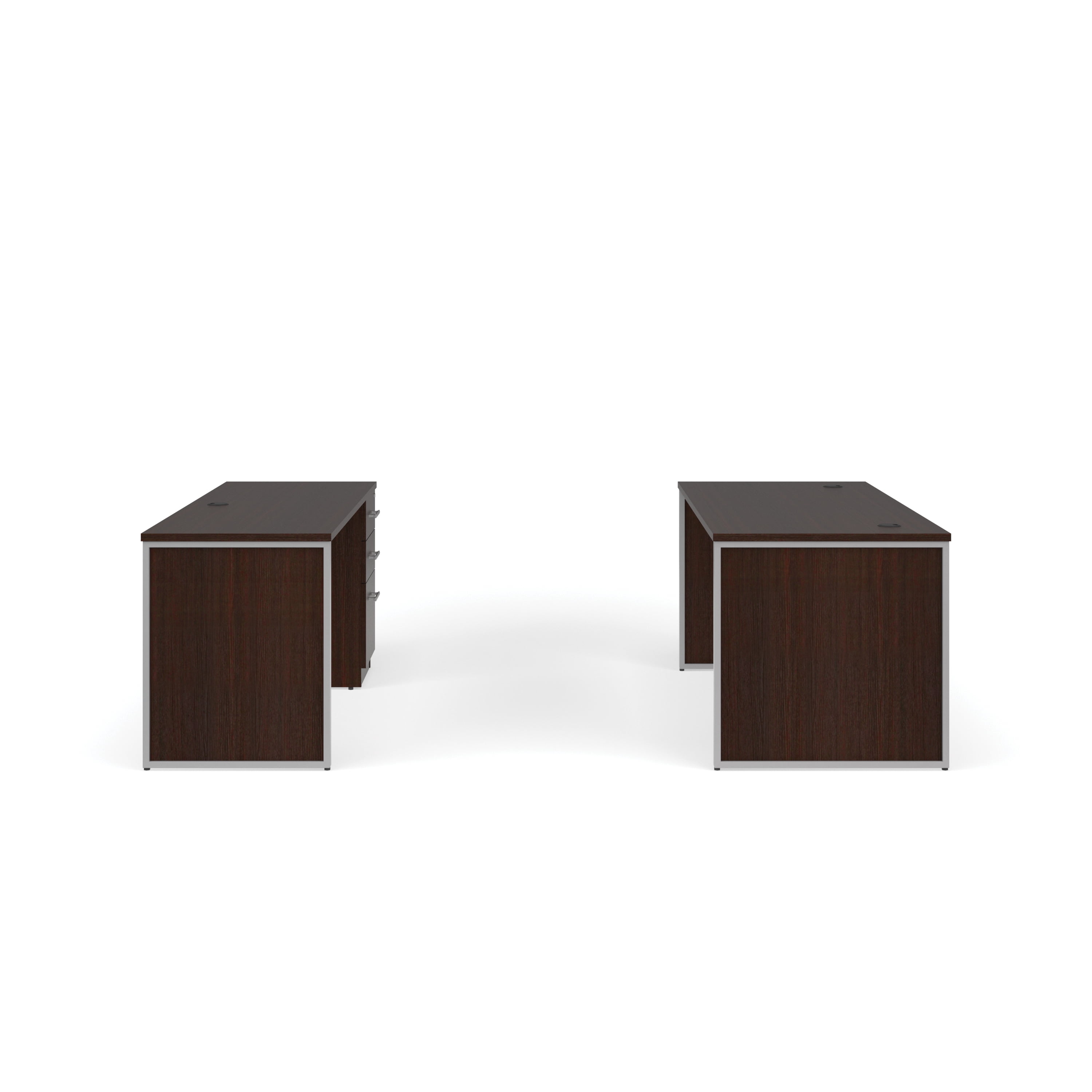 OFM Fulcrum Series Office Furniture Set, 66" Table Desk, 66" Credenza, 3-drawer Filing Cabinet, Leg Panels, in Espresso