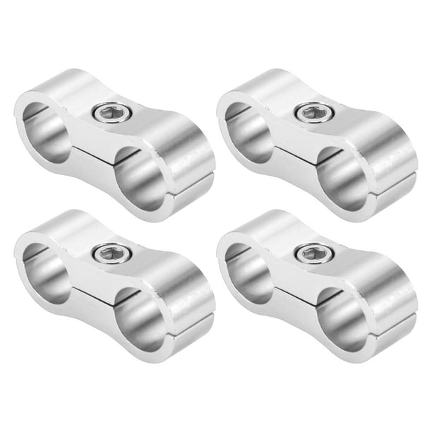 Abrazadera separadora de manguera Unique Bargains Adaptador de ajuste/ Abrazadera separadora de tubo de línea AN6 14mm 4pcs Tono plateado