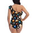 thumbnail image 5 of Sikiie Planets In Deep Space Print Women One Piece Swimsuits Tummy Control One Shoulder Bathing Suits Ruffle Swimwear, From S to XXL-XX-Large, 5 of 6