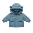 thumbnail image 2 of Parkas de manga larga, ropa de invierno para niños y niñas, chaqueta de plumón de terciopelo grueso para niños, chaqueta corta con capucha y bloques de color, tops de algodón para niños, 2 of 7