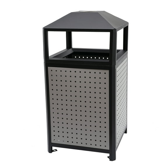 Griptix Industrial Waste Container, Heavy-Duty Galvanized Steel with Detachable Lid, Large 15-Gallon Capacity for Outdoor Use