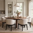 thumbnail image 3 of Guyou Modern Upholstered Dining Chairs Set of 4, Farmhouse Linen Kitchen & Dining Room Chairs with Armrests, 18" W Wooden Barrel Accent Chair Armchair for Dining Room Living Room Bedroom, Cream, 3 of 15