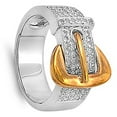 thumbnail image 4 of Micro Pave White CZ Gold-Tone Belt Buckle Ring ( Sizes 5 6 7 8 9 10 ) Sterling Silver Band Rings (Size 10), 4 of 4