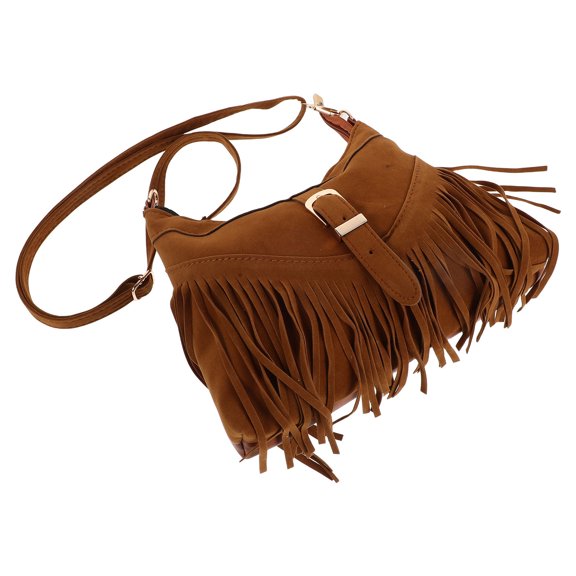 ELAYARD Boho Western Fringe Shoulder Bag Light Brown Crossbody Purse for Shopping and Everyday Use
