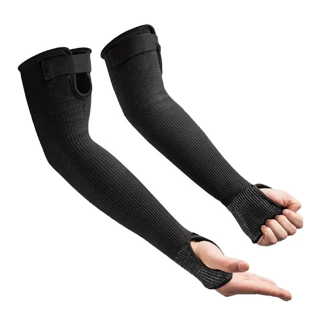 1 par de mangas de brazo resistentes a cortes con orificios para el pulgar, transpirables y ajustables, para hombres y mujeres, para jardinería, agricultura y trabajo de alto riesgo.