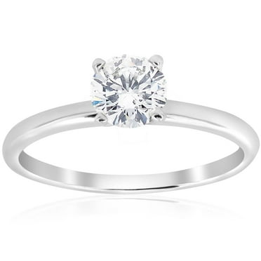 Pompeii 5/8ct Solitaire Round Diamond Engagement Ring 14K White Gold Brilliant Jewelry