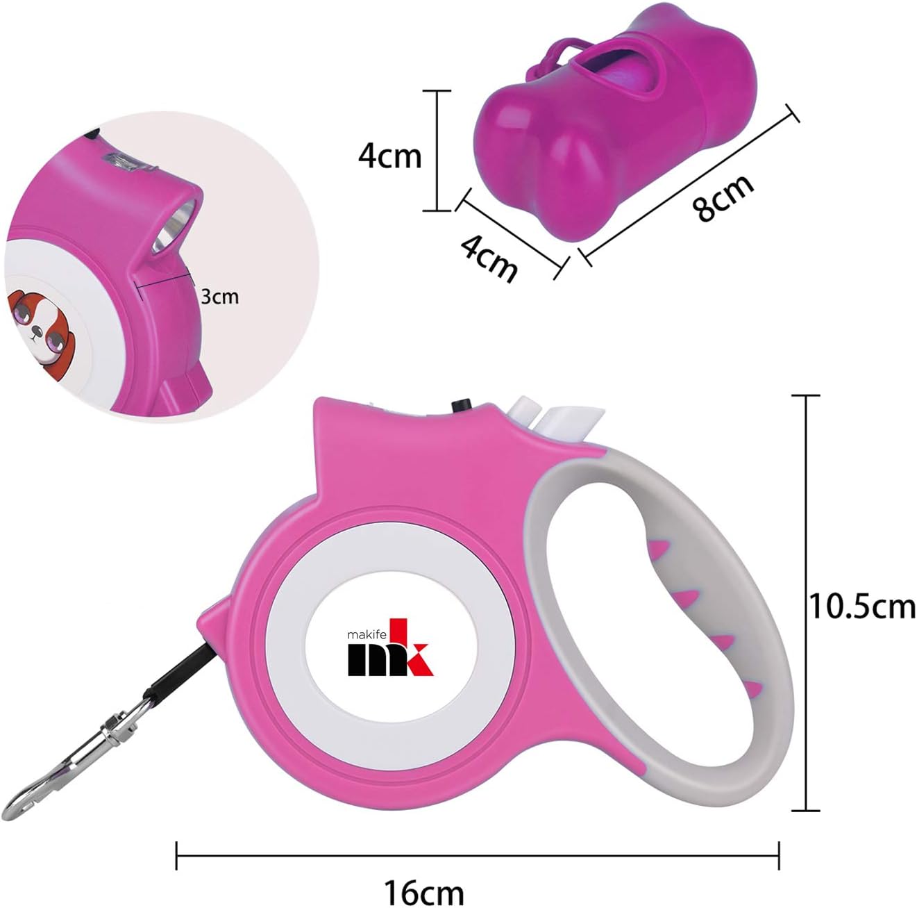 Mowis Retractable Dog Leash with LED Light 5m photo 6
