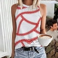 thumbnail image 5 of WNEGSTG Women's Baseball Sleeveless T Shirt Round Neck Slim Fit Tank Tops, 5 of 5