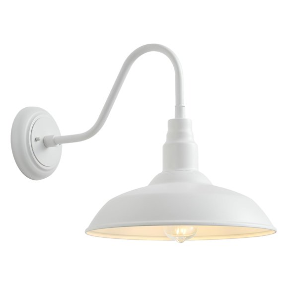 Light Fixture GOALPLUS - Lámpara de pared para exteriores (14 pulgadas), diseño domo, color blanco