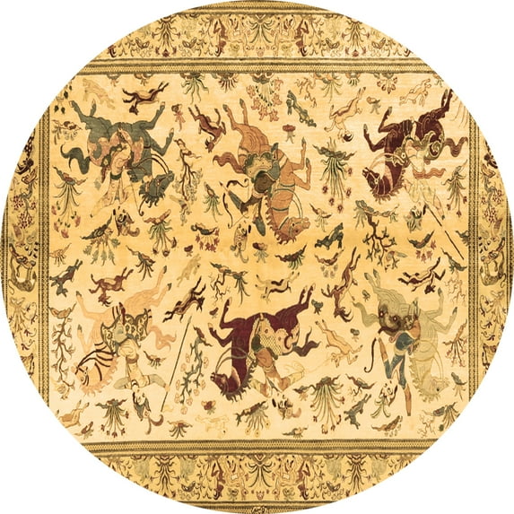 Ahgly Company Indoor Round Animal Brown Traditional Area Rugs, 5' Round