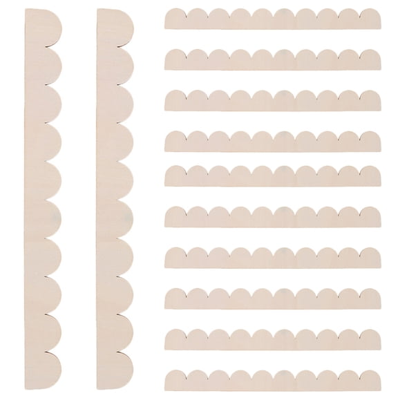 LOLIPPYY 12pcs Unfinished Scalloped Wood Border Trim - Wood Strips For DIY Cabinet Shelf And Door Frame Molding Projects For Wall Craft Decor