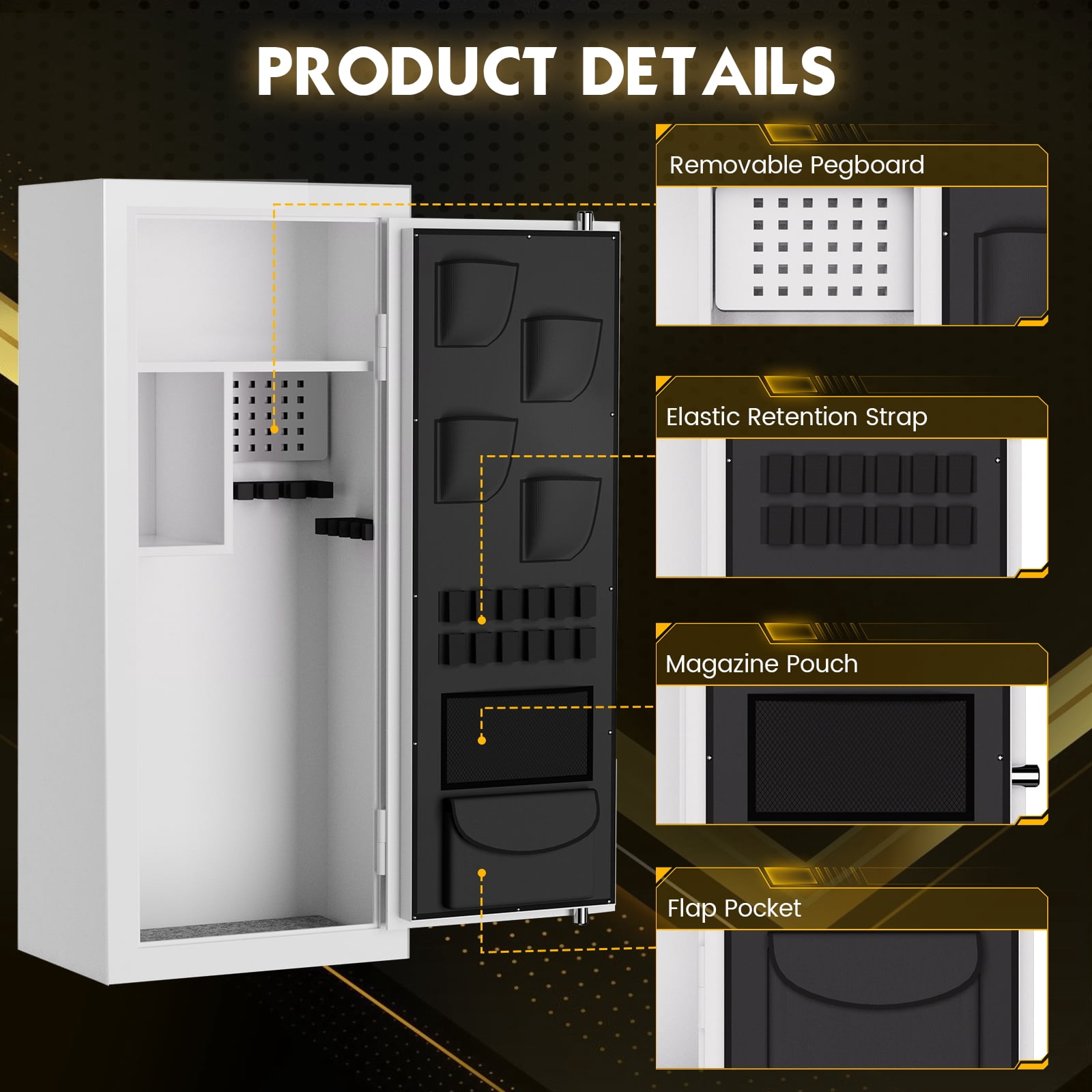10-12 Heavy-Duty Large Gun Safe for Pistol, Storage Guns (with/Without Scopes), Home Gun Cabinet with Adjustable Pegboard, Gun Safe for Home,Office, Hunting,Shooting
