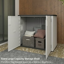 Decksplore Outdoor Horizontal Storage Sheds,37 Cu.ft Outdoor Storage Cabinet Waterproof Resin Tool Storage Box for Lawn Mower,Garden Tools and Patio Furniture, Lockable (Gray)