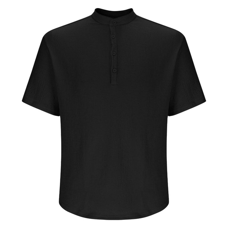 Coorders George Mens Henley Short Sleeve T-Shirt, Linen Button