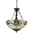 thumbnail image 2 of SERENITY Tiffany-style 3 Light Victorian Inverted Ceiling Pendant 18" Shade, 2 of 2