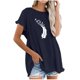 thumbnail image 1 of Blusa de manga corta con estampado de cuello redondo de algodón y cáñamo para mujer OAVQHLG3B Store  lin121212, 1 of 5