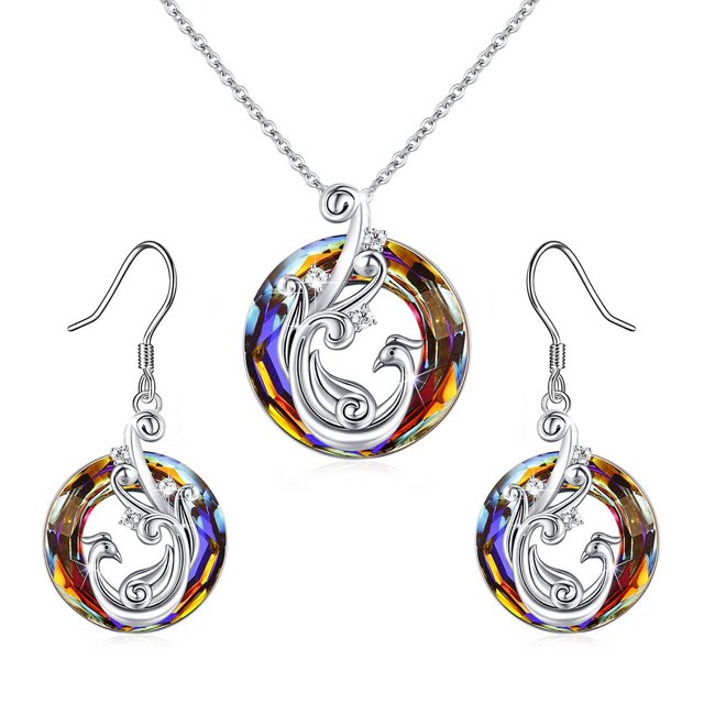 Collar de pendiente de cobre de cristal infinito, llama de renacimiento de Fénix de cristal colorido, 20MM Sincero Electrónica