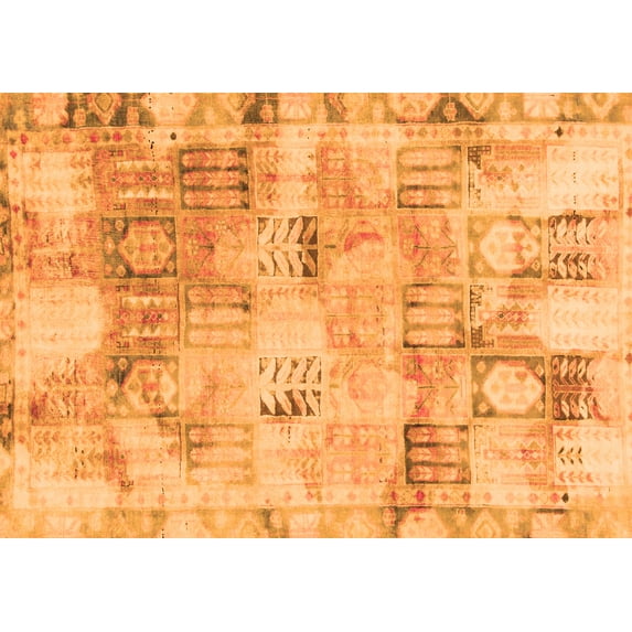 Ahgly Company Indoor Rectangle Abstract Orange Modern Area Rugs, 2' x 3'