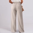 thumbnail image 5 of WTOBBY Women's Linen Casual High Waist Wide Leg Straight Cotton Button Trousers with Comfortable Fit for Fashionable Summer Outfits ,Khaki S, 5 of 6