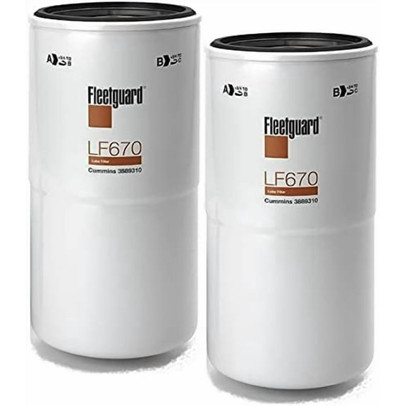 Genuine Fleetguard - Cummins Filtration LF670 Lube, Full-Flow Spin-On Pack of 2, Replaces Baldwin B95, Donaldson P550671, Luber Finer LFP670, Wix 51970