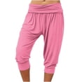 thumbnail image 2 of Womens Sweatpants Pleated Waist Loose Cropped Yoga Fitness Sport Wide Leg Sweatpants Women Pink M, 2 of 4