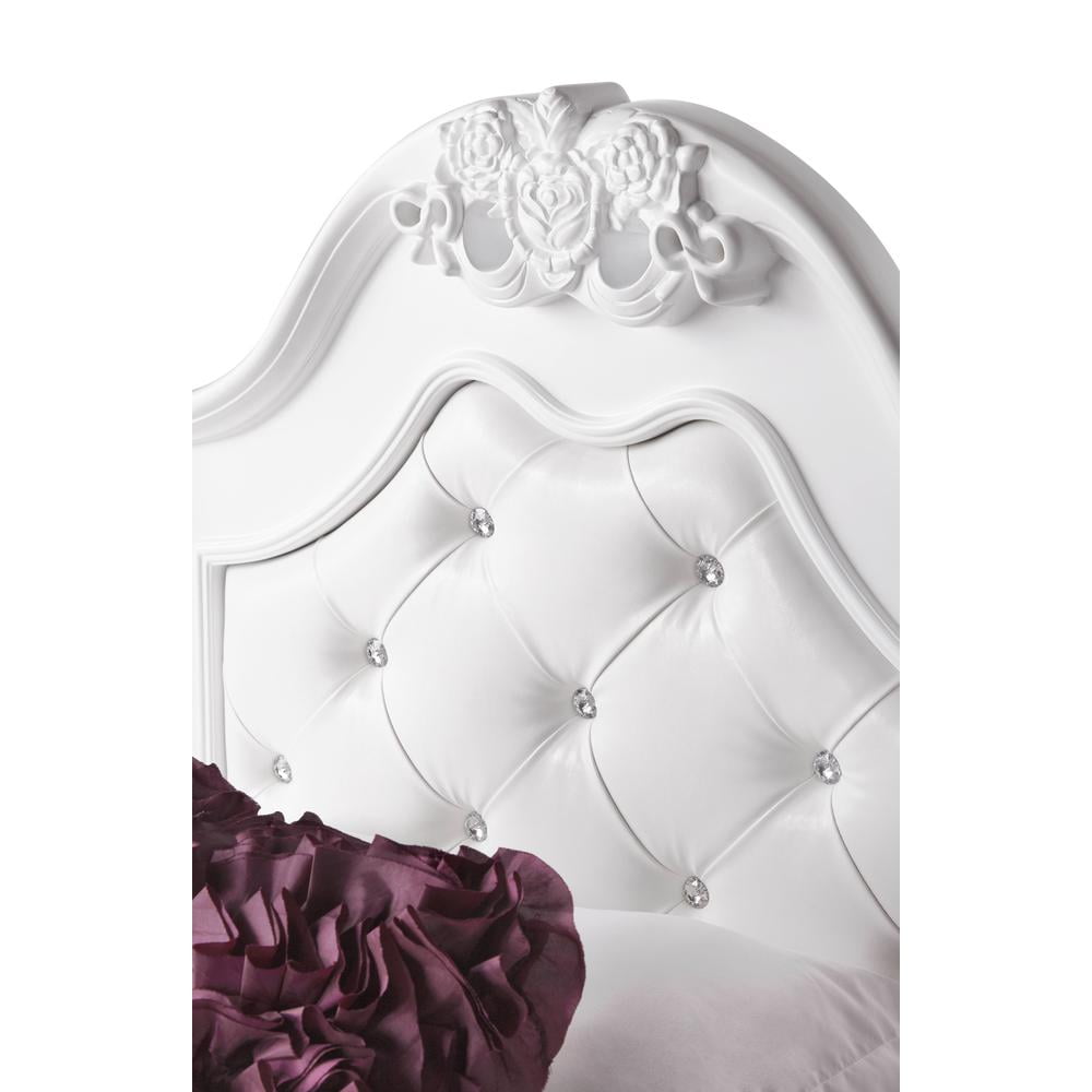 Picket House Furnishings Annie Kids Twin Size Button Tufted Traditional Platform Bed, White