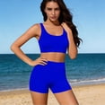 thumbnail image 6 of MGDXOX Women's 3 Piece Tankini Swimsuit Shorts Blouson Tank Tops with Bra and Boyshorts Athletic Swimwear Bathing Suit Blue L, 6 of 8