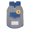 thumbnail image 2 of Striped Denim Dog Shirt with Built in D Ring for Leash Attachment, Cute Bear Embroidery Pet Vest Costume for Cats Small Medium Dogs, Lightweight Summer Outdoor Walking Vest Apparel, 2 of 8