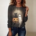 thumbnail image 4 of CLOISE Plus Size Shirts for Women Halloween Crew Neck Casual Pullover Ghost Long Sleeve Tee Tops Fall Slim Outfits for Daily Wear Multicolor S, 4 of 8