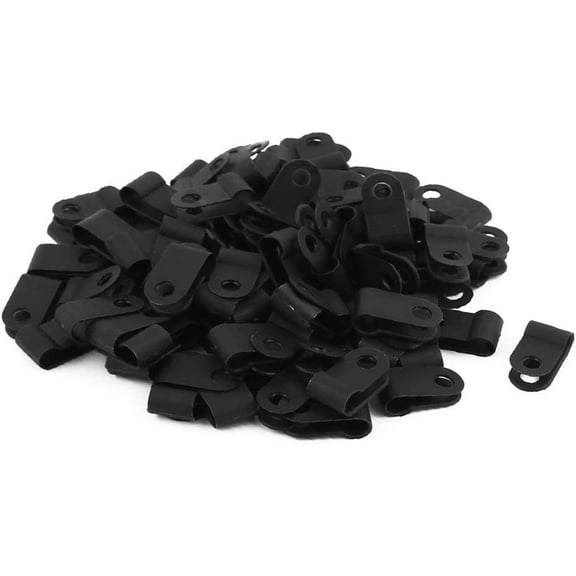 New 100Pcs Nylon Featured R Type 3/16" reliable efficacy 5.3mm Cable Cord Wire Clamp Clip Fastener Black(id:564 6e a9 162)