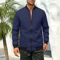 thumbnail image 2 of Zysthvn Bomber Mens Lightweight Jackets Full Zip Athletic Fall Mens Outerwear with Pockets Solid Long Sleeve Stand Collar, 2 of 9