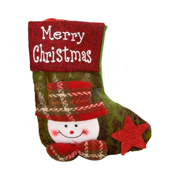 Billuyoard Calcetín de Navidad, diseño de escena de tamaño pequeño, accesorio, adorno colgante, bolsa de regalo DIY, accesorio colgante de Kits de decoración para fiestas Patrón de muñeco de nieve