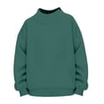thumbnail image 6 of Mock Neck Sweatshirt for Women Slouchy Preppy Sweat Shirt Womens Clothes Trendy Turtleneck Long Sleeve Lounge Daily Outfit Fall Fashion Must Haves Workout Tops Stretchy Clothes Cute Blackish Green, 6 of 8