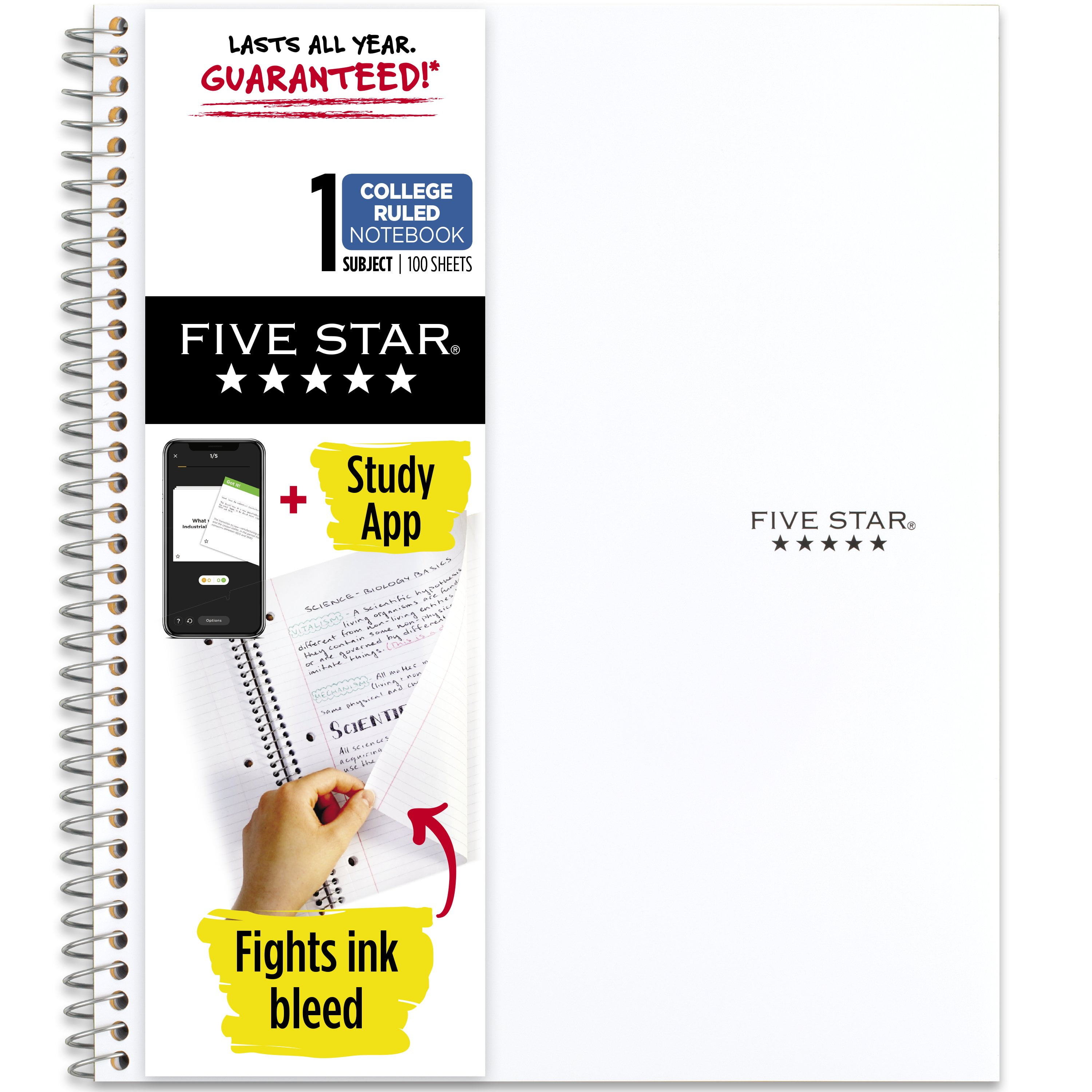 Clouded Spiral Notebook 1 Subject College Ruled White Five Star White 